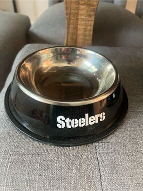 NFL Steelers Black Stainless Steel Pet Bowl